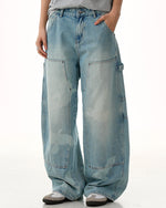 水洗直筒牛仔褲