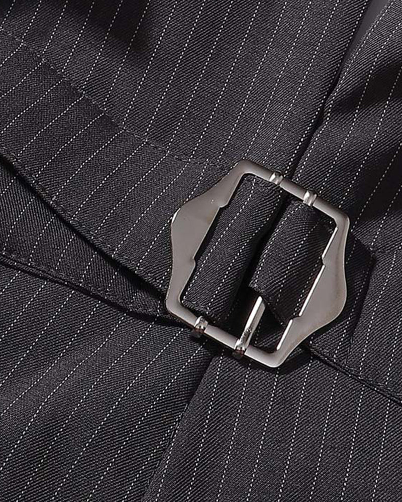 Embroidered striped trousers