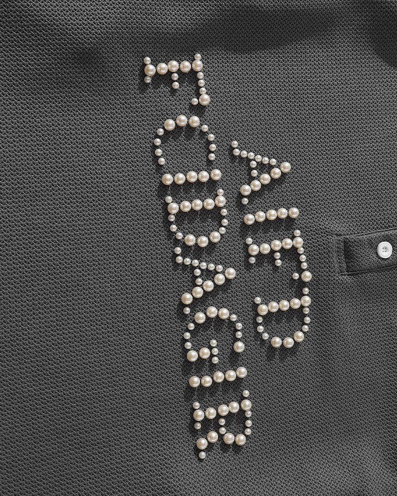 Beaded fake two-piece casual long sleeves
