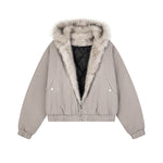 모피 트리밍 후드 코튼 패딩 재킷
