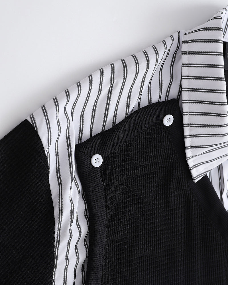 Fake two-piece polo sweatshirt