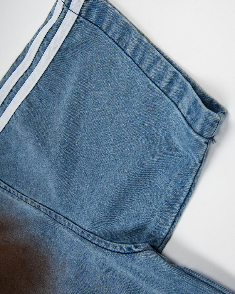 做舊刺綉牛仔短袖