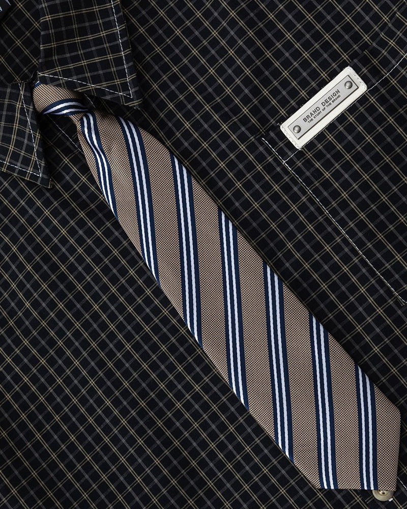 復古條紋短袖襯衫