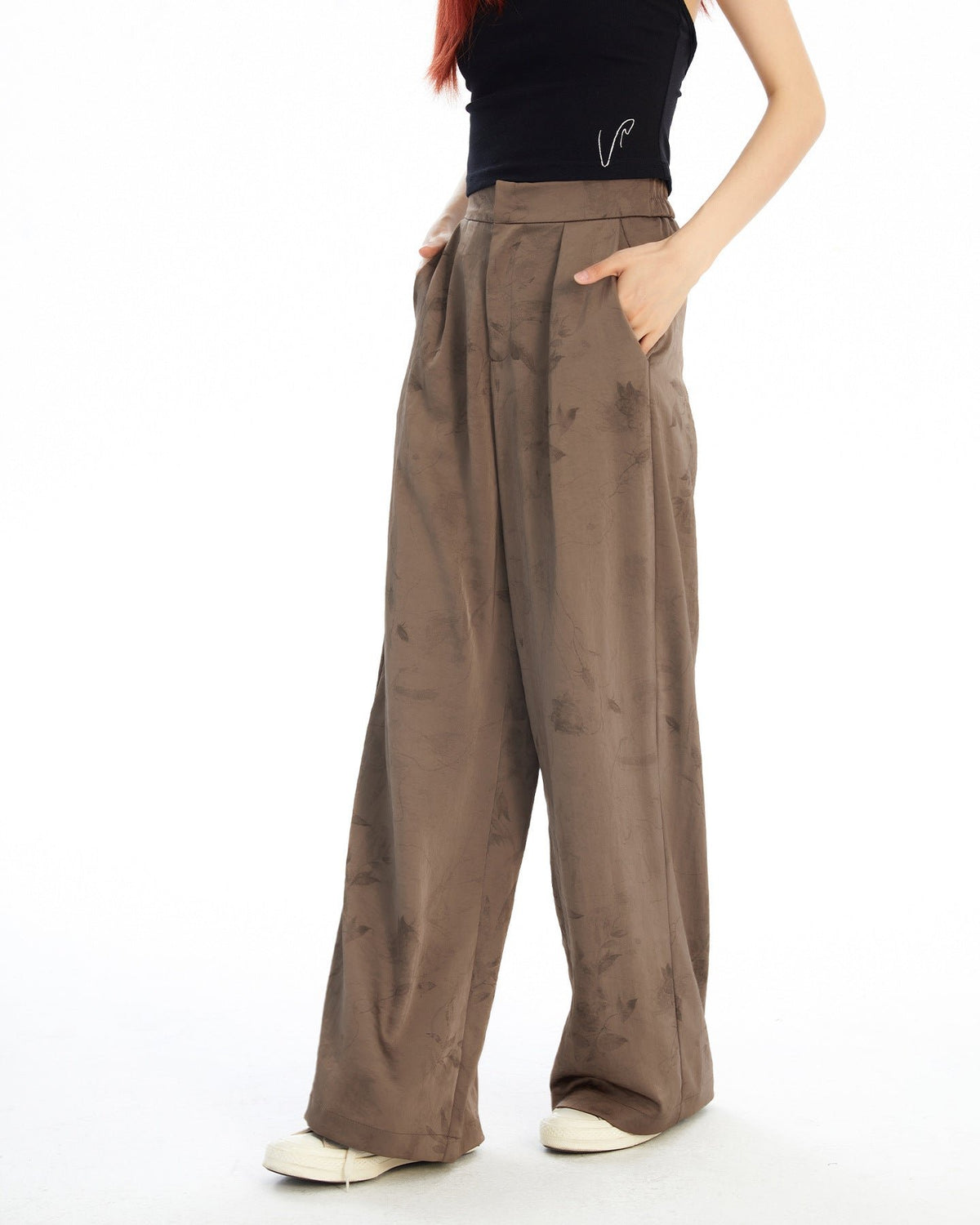 Retro high waist casual trousers