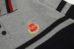 Patchwork contrast color polo sweater
