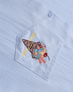 Embroidered plaid short-sleeved shirt