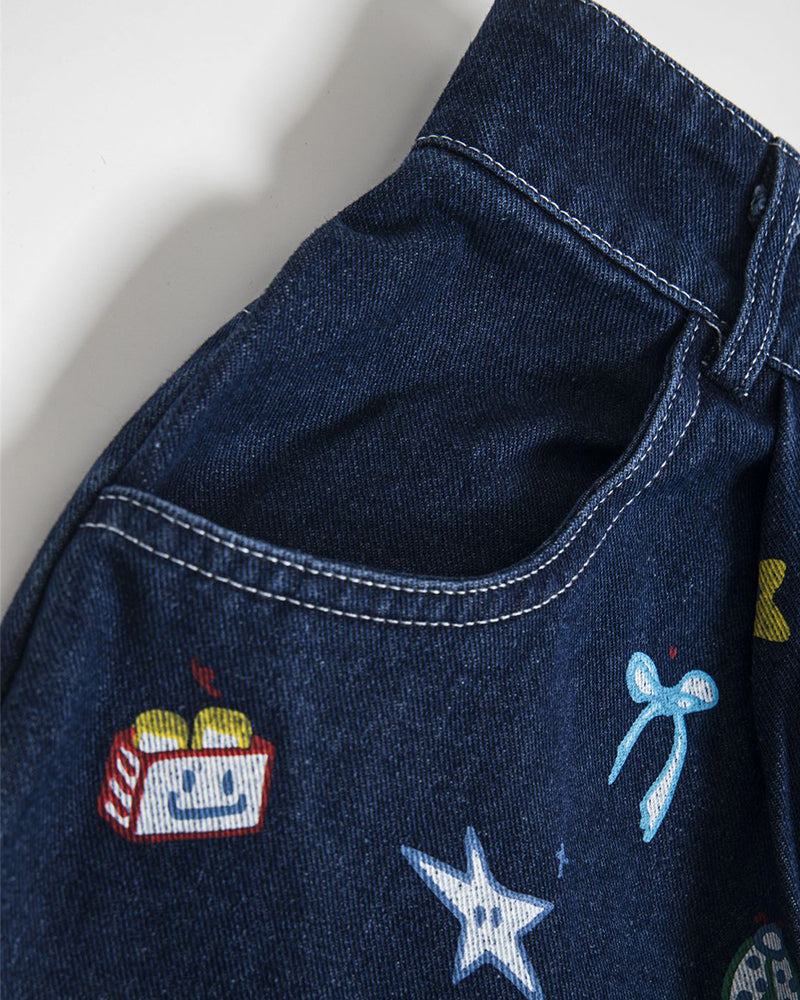 Washed funny jeans