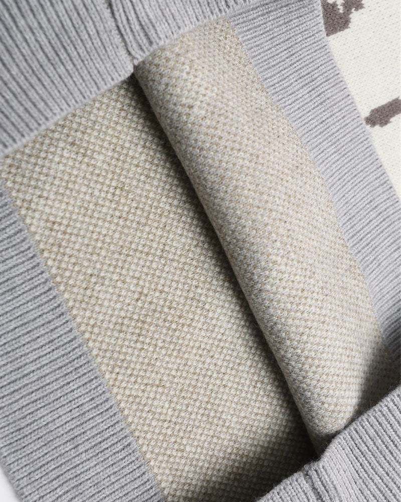 레트로 컬러 블록 폴라베어 스웨터