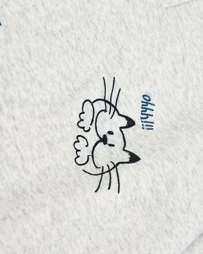 귀여운 고양이 자수 가짜 투피스 스웨트셔츠