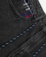 Retro patchwork denim trousers