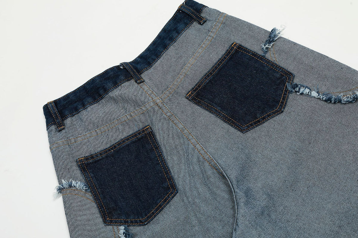 retro couple denim trousers