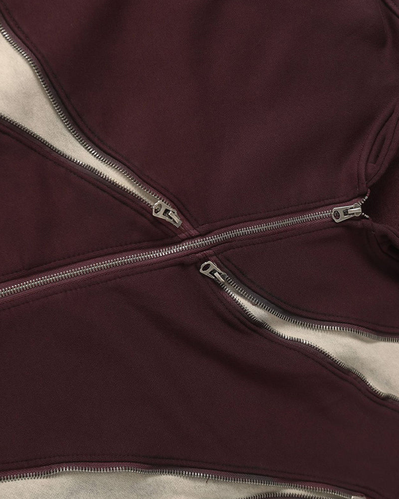 Unique color-blocked hooded sweatshirt jacket