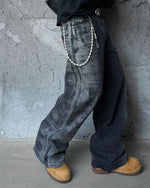 Washed straight jeans