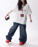 레트로 플레드 스티칭 라펠 폴로 반팔