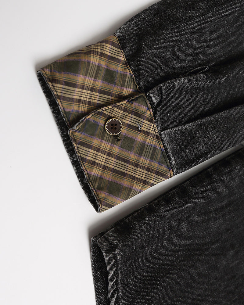 復古撞色長袖襯衫