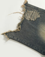 Fake two-piece patchwork cropped jeans