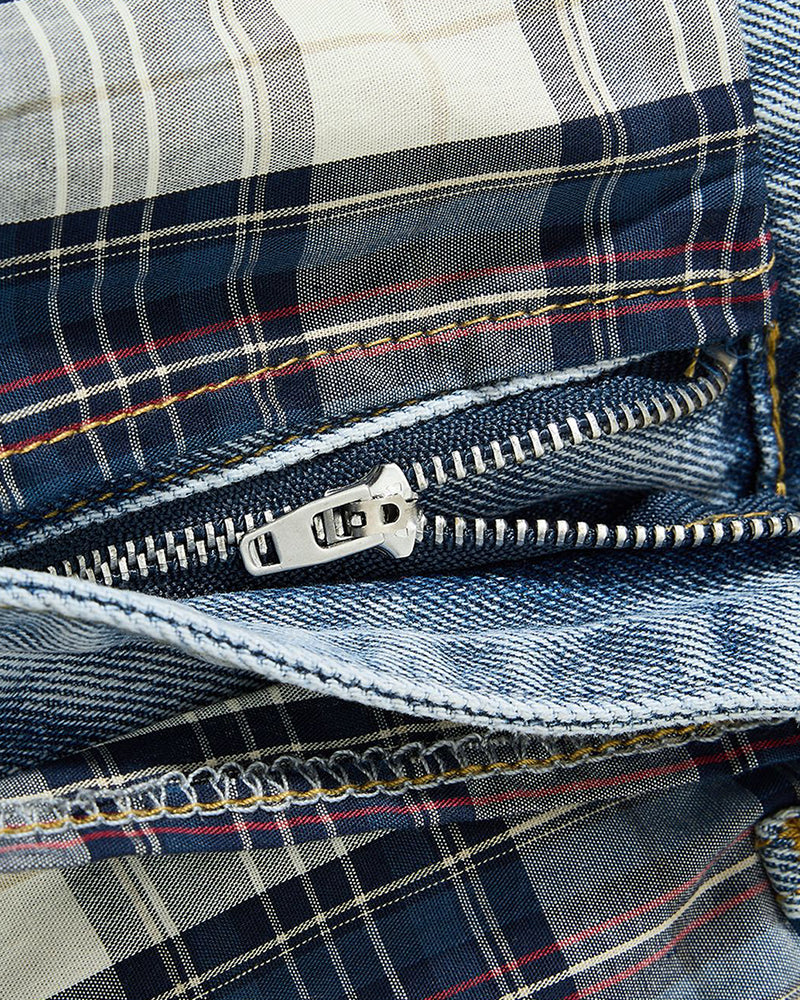 復古拼接小狗長褲