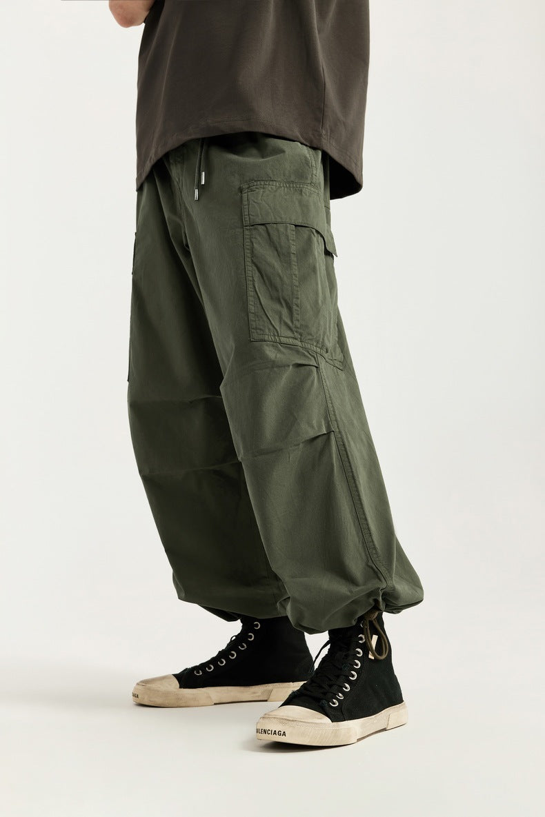 Vintage washed wide-leg cargo pants