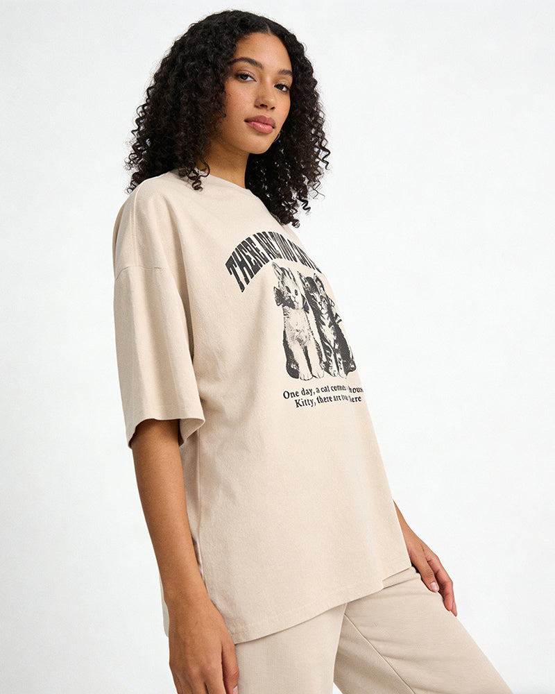 美式卡通小貓咪短袖