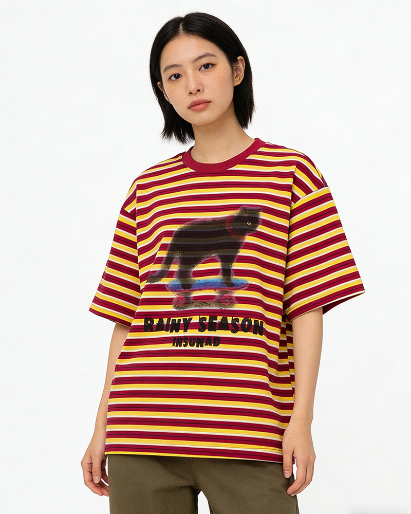 復古撞色條紋短袖