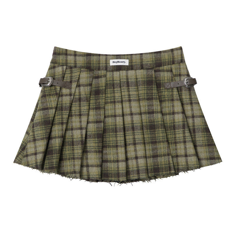 American retro plaid skirt