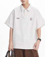 Retro solid color polo short sleeve