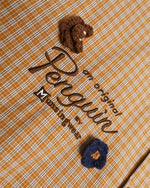 Embroidered plaid long-sleeved shirt