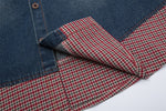 Spliced ​​fake two piece denim shirt