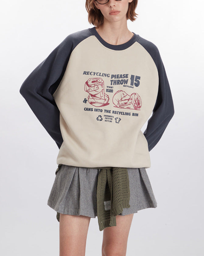 Retro contrast print sweatshirt