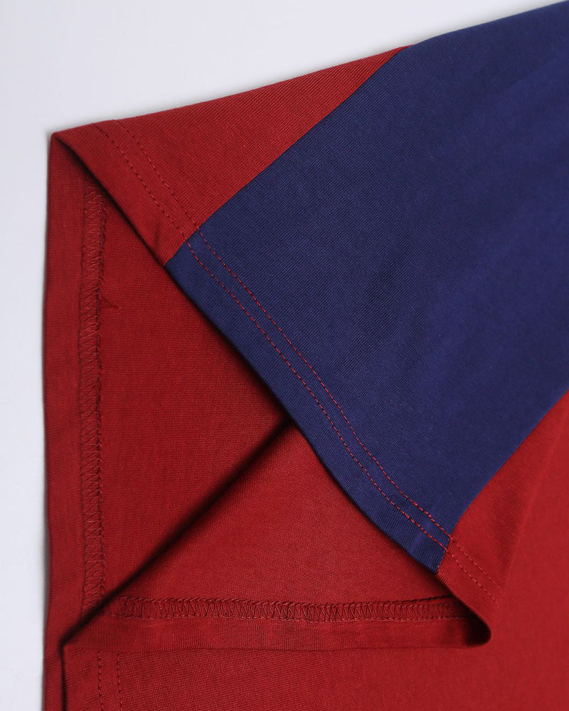 Contrast color stitching short sleeves