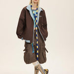 復古兩面穿三條杠撞色外套