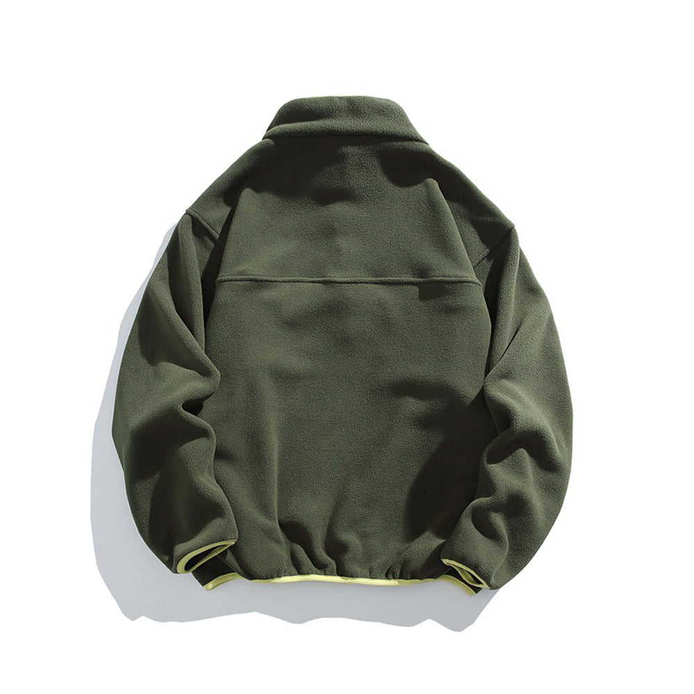 Casual stand-up collar fleece-lined sweatshirt