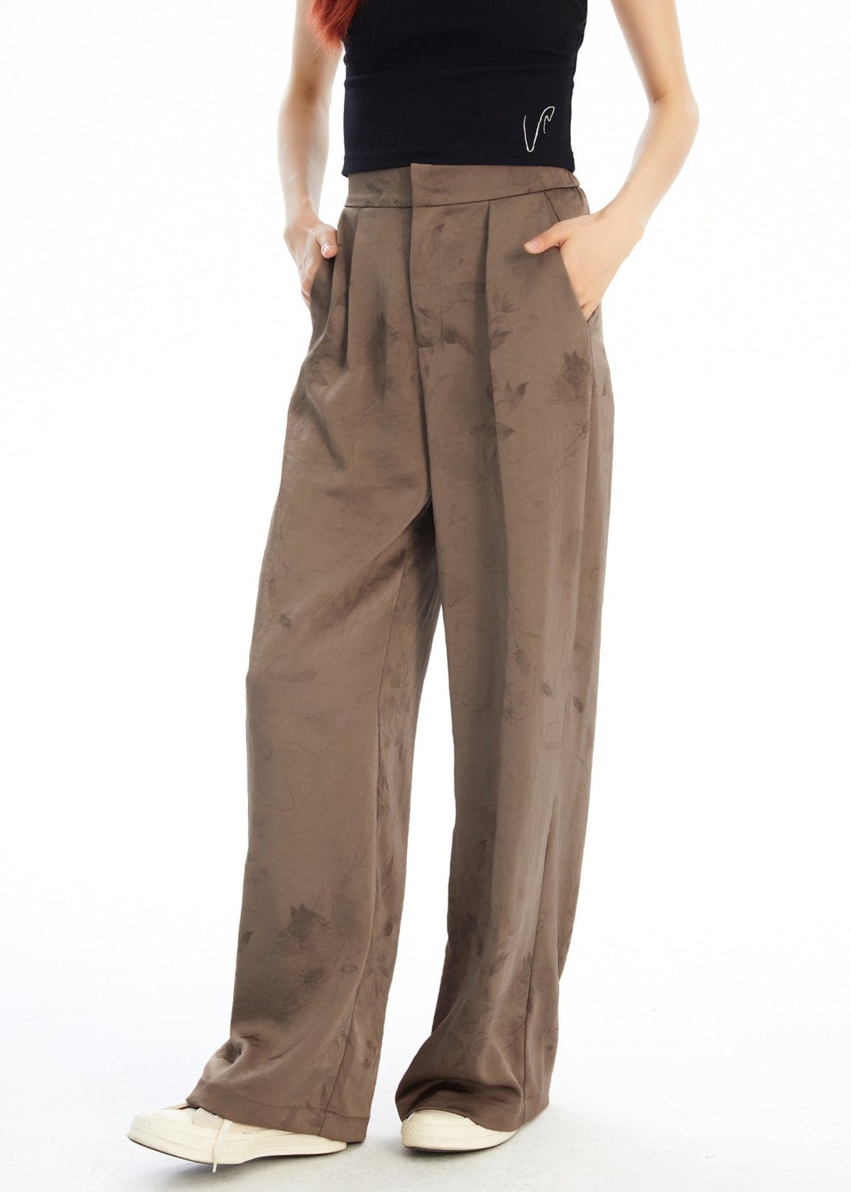 Retro high waist casual trousers