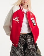 Retro patchwork baseball jacket