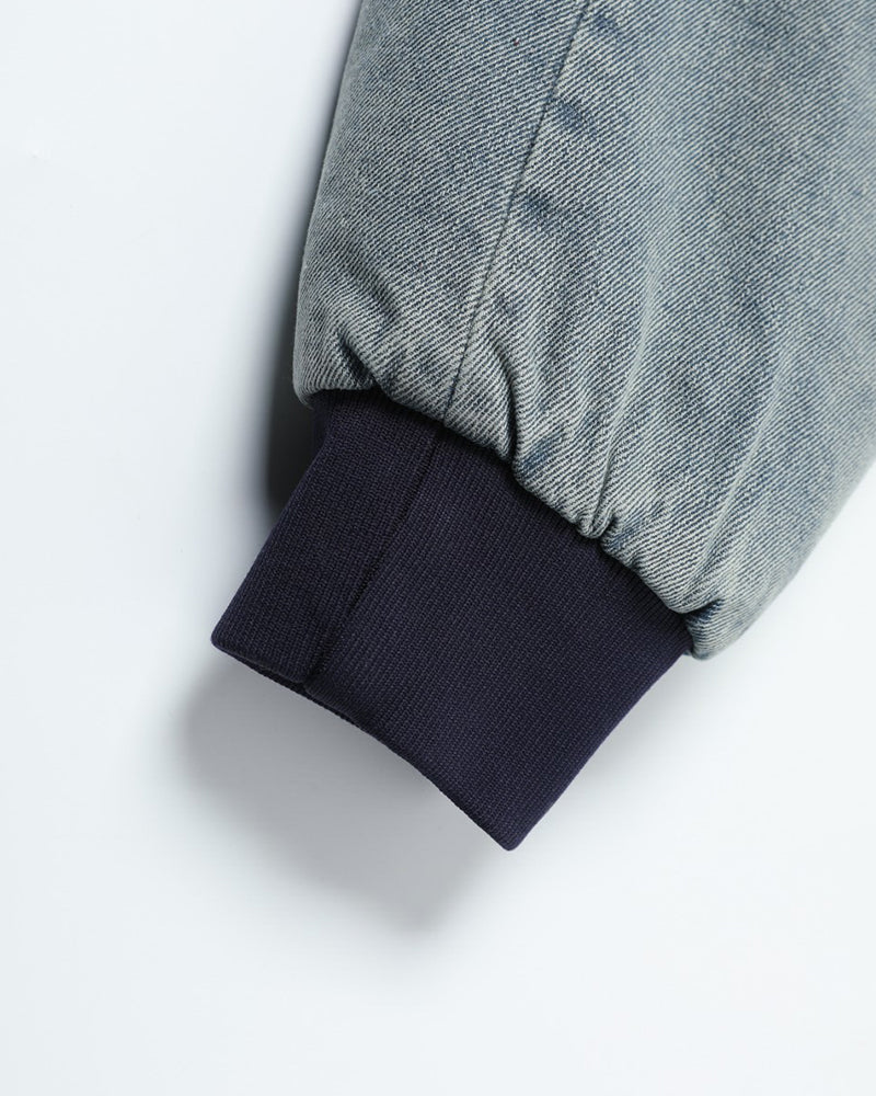 Patchwork cotton-padded denim jacket