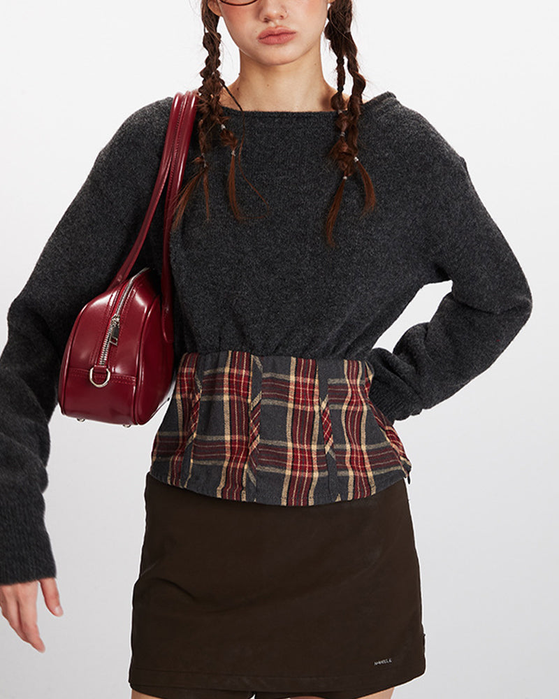 짧은 패치워크 스웨터 (여성용)