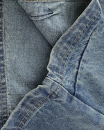 Washed distressed denim cropped shorts