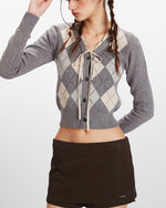 다이아몬드 패턴 크롭 니트 스웨터(여성용)