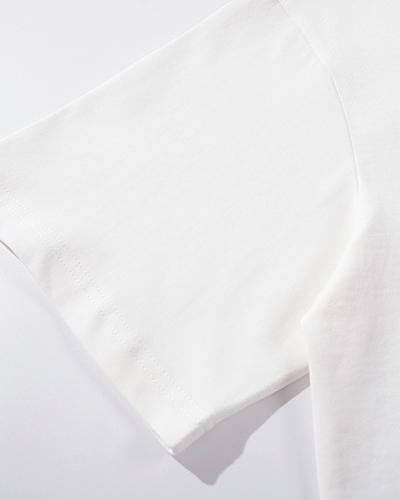 Embroidered half-zip short sleeves