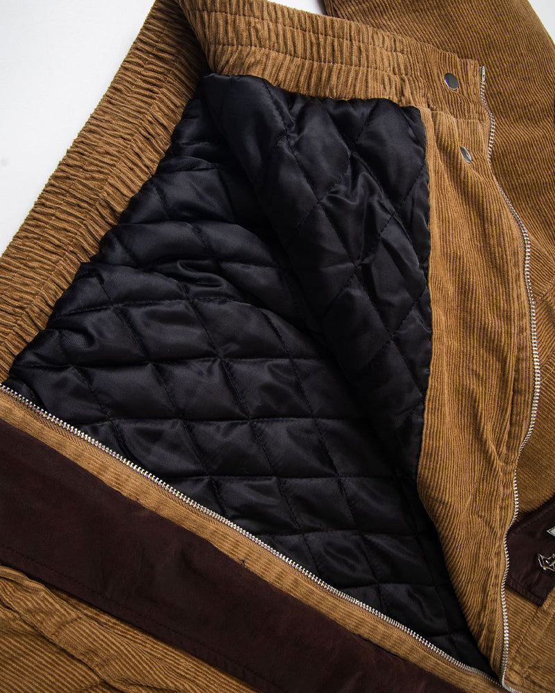 Retro color-blocked lapel coat