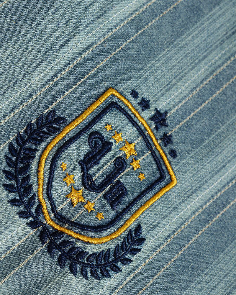 復古條紋短袖襯衫