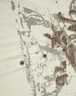 Color-blocked distressed long-sleeved shirt