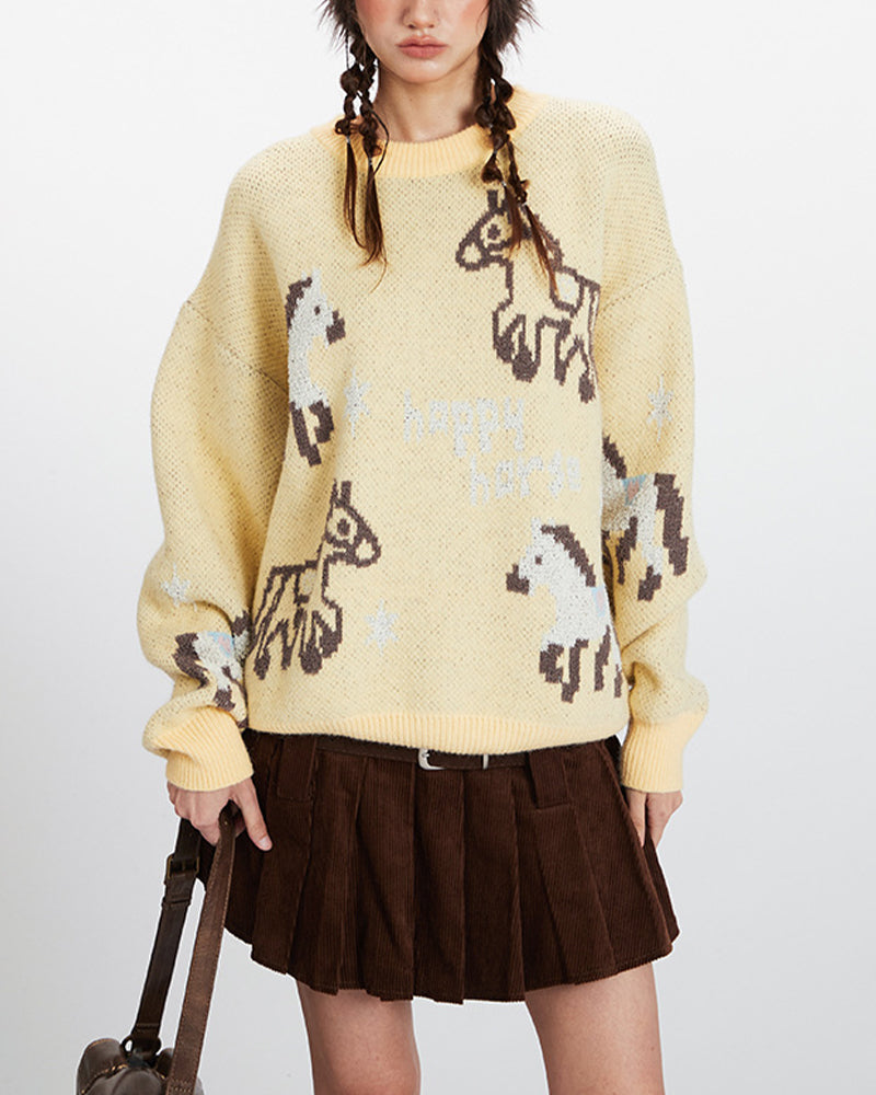 Crew neck knit sweater