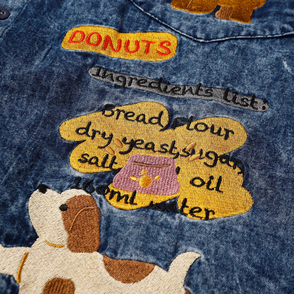 Fun cartoon embroidered denim shirt