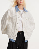 Retro plaid patchwork jacket