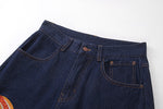 Cute patterned loose denim trousers Size:M
