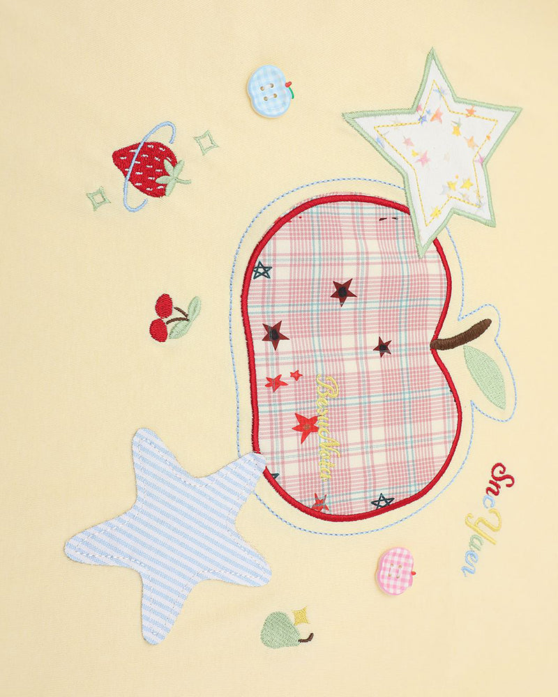 格紋蘋果貼布短袖