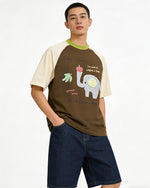 재미있는 컬러 블록 반팔 셔츠