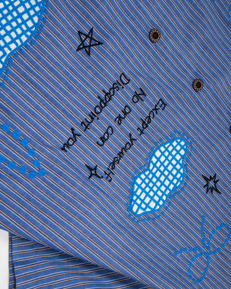 復古刺綉短袖襯衫