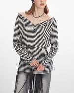 一字領條紋長袖（女款）